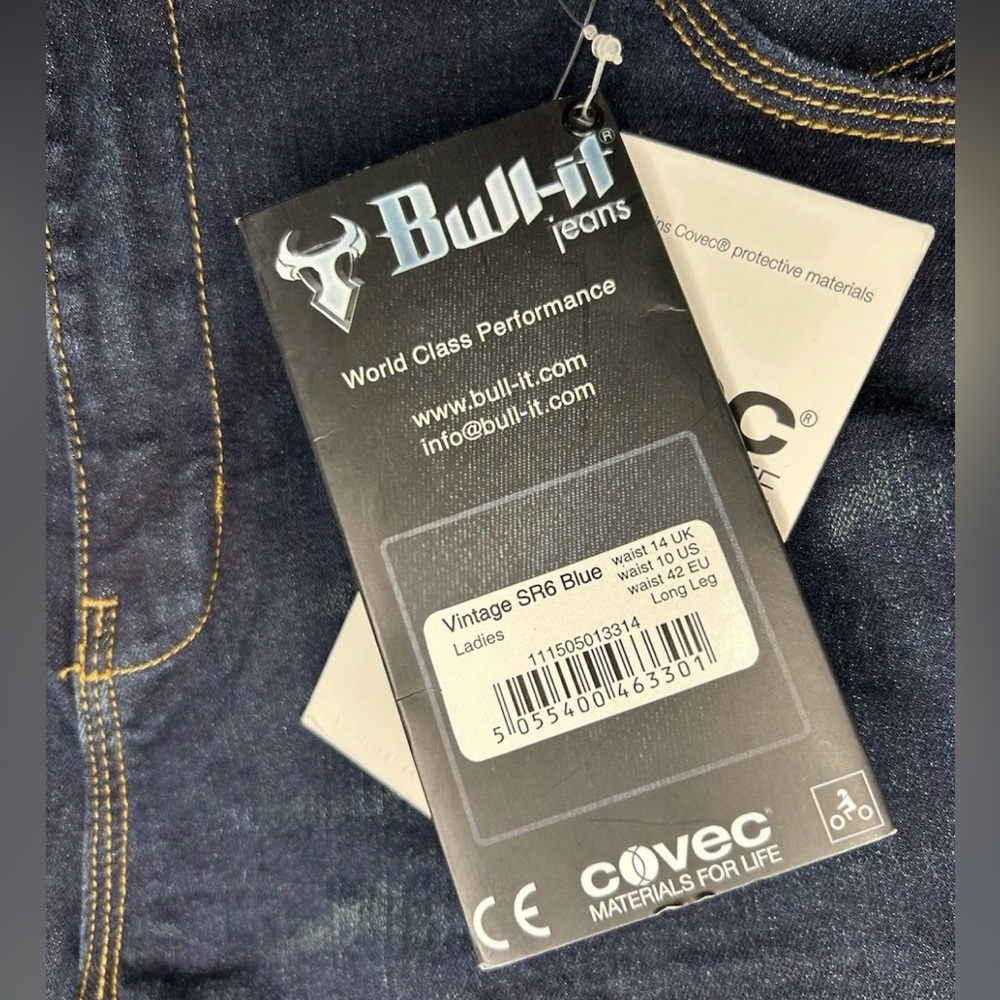 Bull-it SR6 Motorcycle Jeans Vintage Blue Covec Padded Women’s Size 10 US - Picture 12 of 13